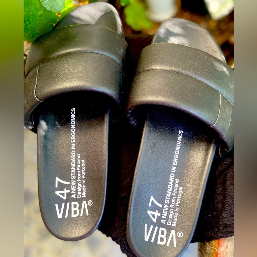 VIBA Porto Leather Preto Black Slide Slides